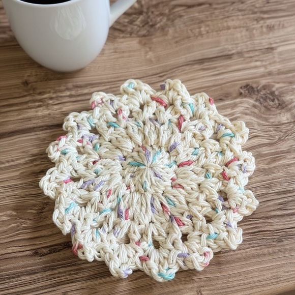 5/$25 Elegant Multicolor Crochet Bath Coasters - Picture 3 of 9